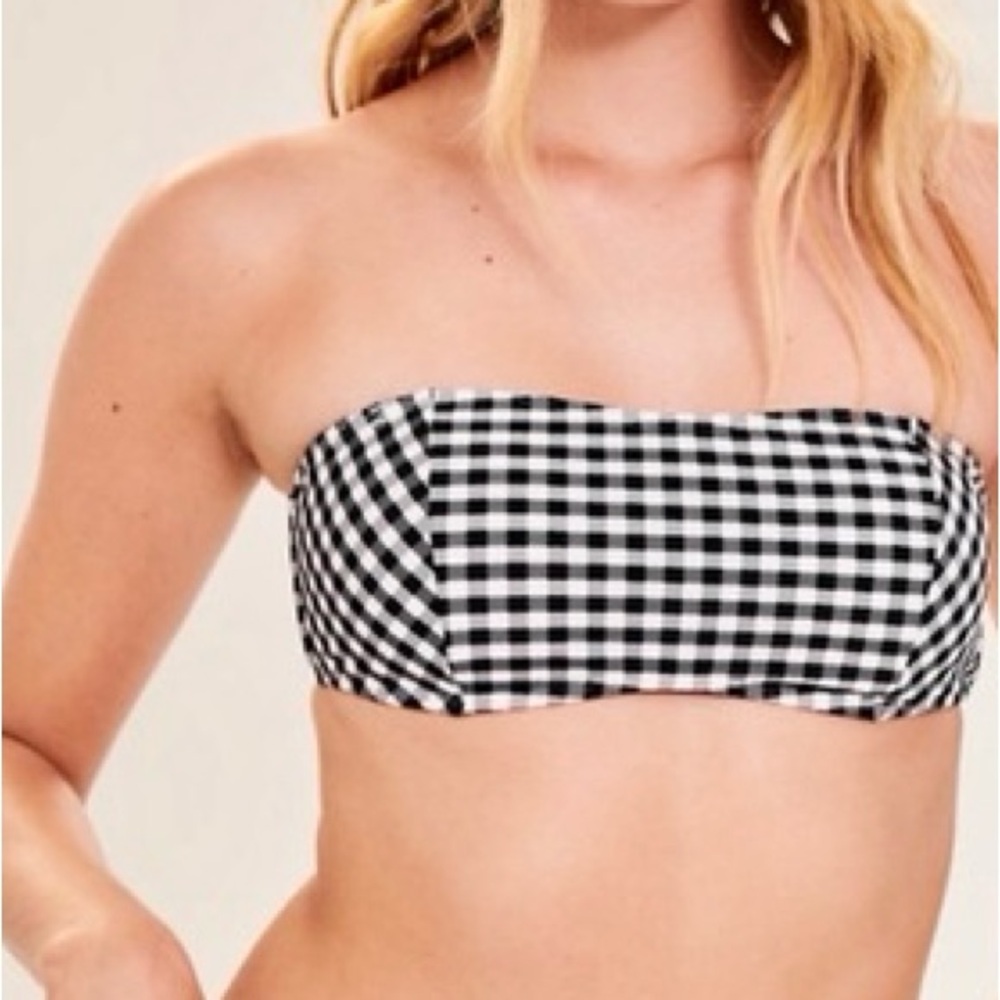 Black and White Gingham Bandeau bikini